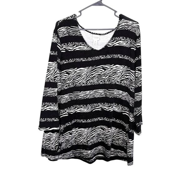 Chico's Tops - Chicos Weekends animal print black and white  size 3 XL/16 3/4 sleeves